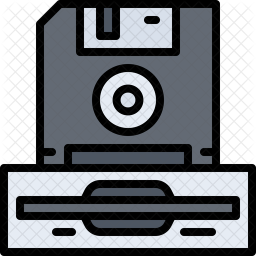 Floppy Disc Icon Download in Colored Outline Style