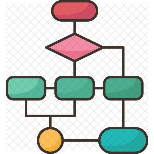 Flowchart Icon - Download in Colored Outline Style
