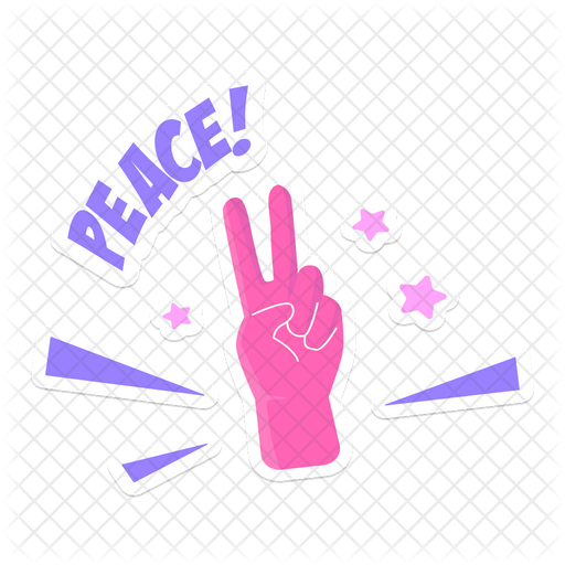 Hand Peace Sign Icon - Download in Sticker Style