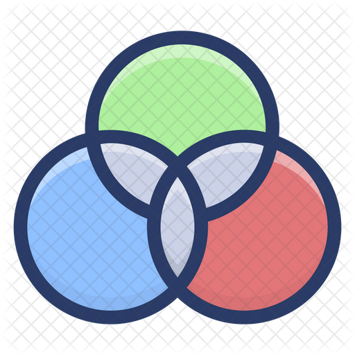 Interlocking Circles Diagram Icon Download in Colored Outline Style