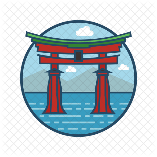 Japanese Gate Icon Download in Colored Outline Style