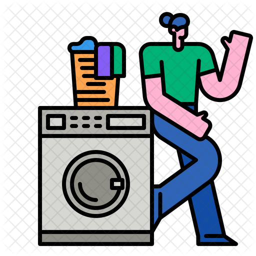 Laundry Man Icon Download in Colored Outline Style