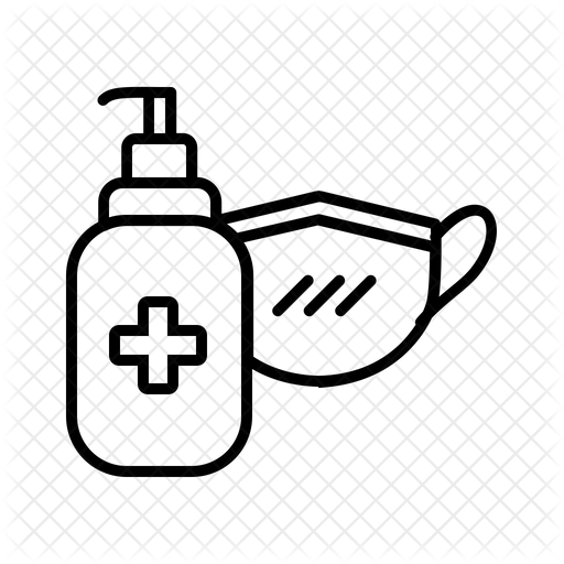 Mask And Sanitizer Icon Download in Line Style