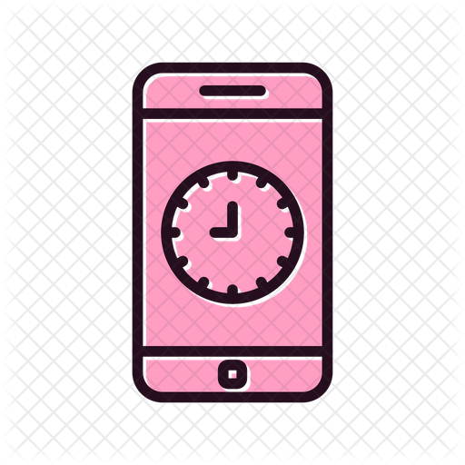 Mobile Clock Icon Download in Colored Outline Style
