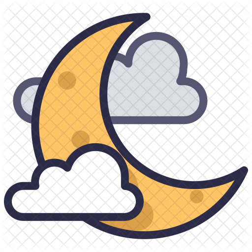 Moon And Cloud Icon Download In Colored Outline Style