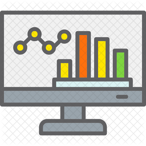 Online Bar Chart Icon Download in Colored Outline Style