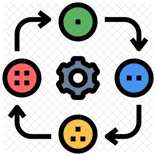 Process Map Icon - Download in Colored Outline Style