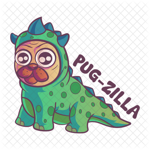 Download Pug Wearing Dino Dress Icon Of Sticker Style Available In Svg Png Eps Ai Icon Fonts PSD Mockup Templates