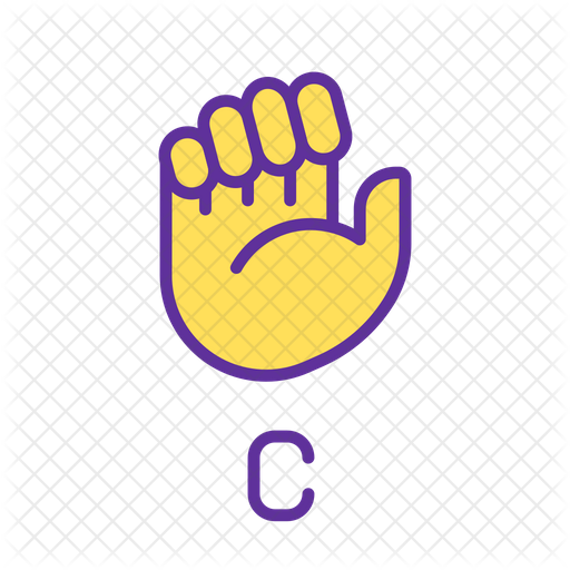 Sign For Letter C In Asl Icon - Download in Colored Outline Style