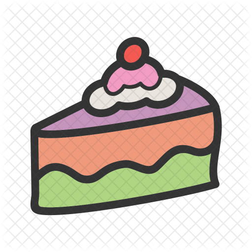 Slice of cake Icon - Download in Colored Outline Style