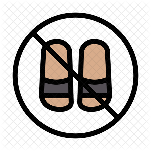 Slipper Not Allowed Icon Download in Colored Outline Style