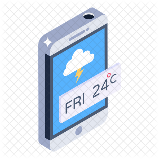 Smartphone Weather App Icon - Download in Isometric Style