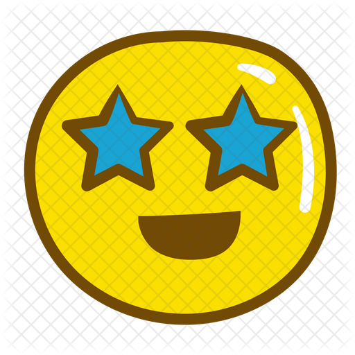 Star Eyes Emoji Icon Download in Colored Outline Style