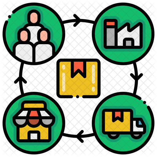 Supply Chain Icon - Download in Colored Outline Style