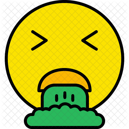 Throw Up Emoji Icon Download in Colored Outline Style