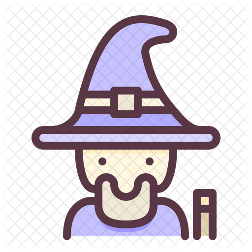 Wizard Icon - Download in Colored Outline Style