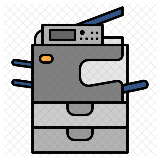 Xerox Machine Icon Download in Colored Outline Style