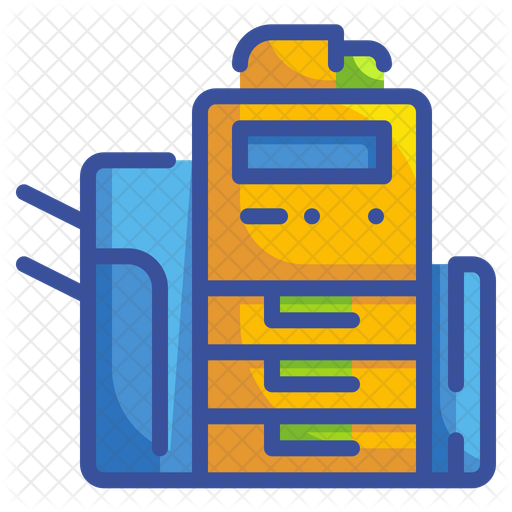 Xerox Machine Icon Download in Colored Outline Style