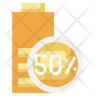 icons of 50 percentage charge