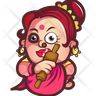 aunty with rolling pin symbol