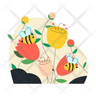 icons of bees and flower