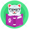 cute cat reading book icon