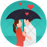 icons of couple under umbrella