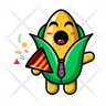 cute corn happy with confetti symbol