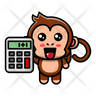 icon cute monkey holding calculator