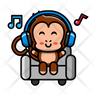 cute monkey listening music icon svg