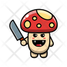 icon cute mushroom holding a knife