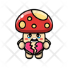 icons of cute mushroom is broken heart