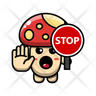 icons for cute mushroom with stop sign