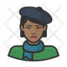 free french beret asian female icons