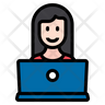 woman using computer logo