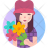 girl with flower icon svg
