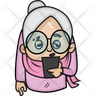 icon grandmother using mobile