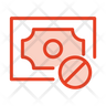 cash payment not accepted icon