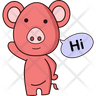 icon pig saying hi