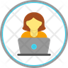 icon for girl using laptop