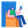 icon for woman using mobile
