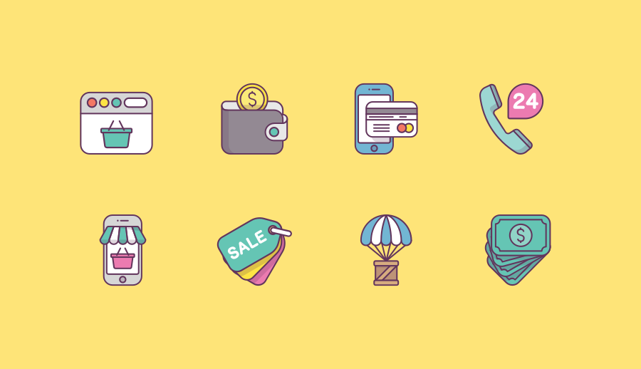 Free Shop Payment E-commerce Icon Pack by Sergei Kokota