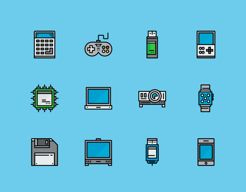 Devices colored outline icons by Unlimit icon