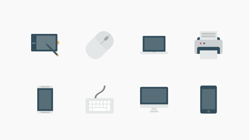 Devices flat icon collection by Pixel Buddha