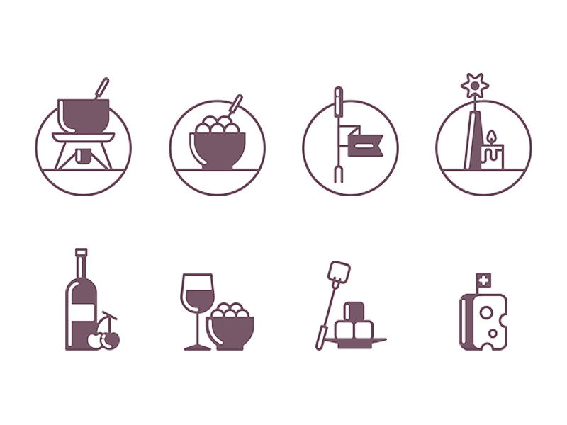 Fondue party icons by Gui Zamarioli