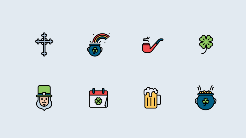 St. Patrick's Day Colored outline icon collection by Jemis Mali