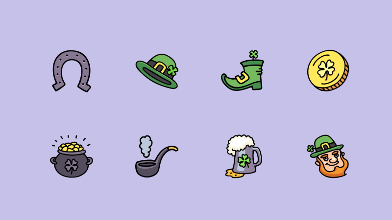 St. Patrick's day Cartoon style icons by Denis Sazhin