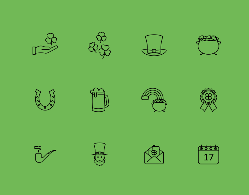 Saint Patrick's day icons by Nikita Kozin