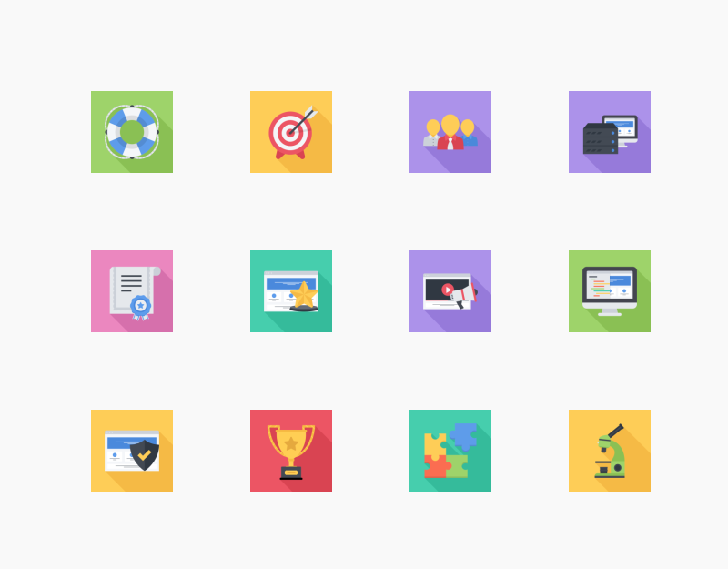Business & SEO Flat Squares icon collection by Nikita Golubev
