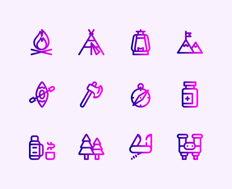 Camping and Adventure tiny icons by Jemis Mali